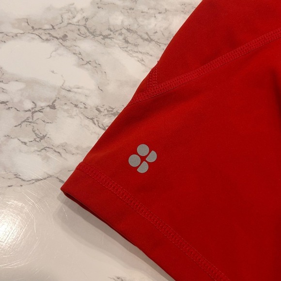 Sweaty Betty Power Workout Biker Shorts Red Running Gym Athletic - Picture 2 of 7